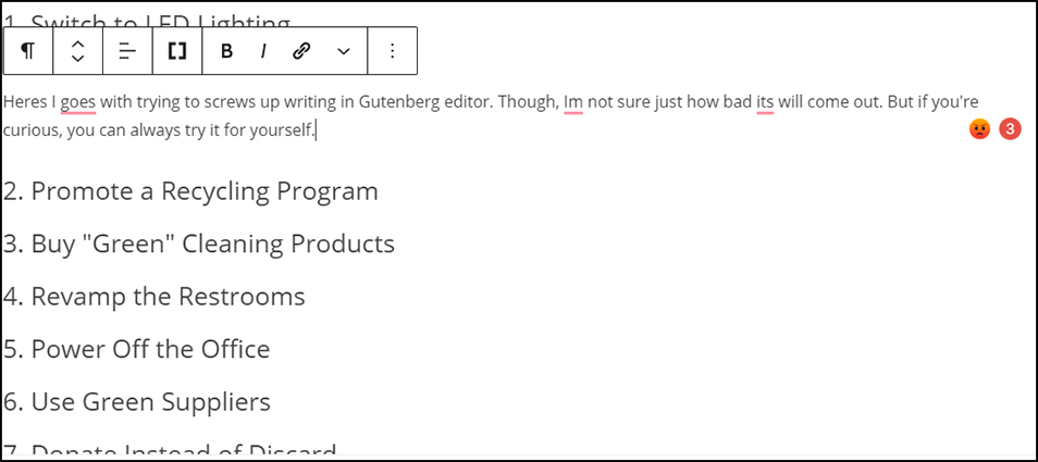 Grammarly in WordPress Gutenberg