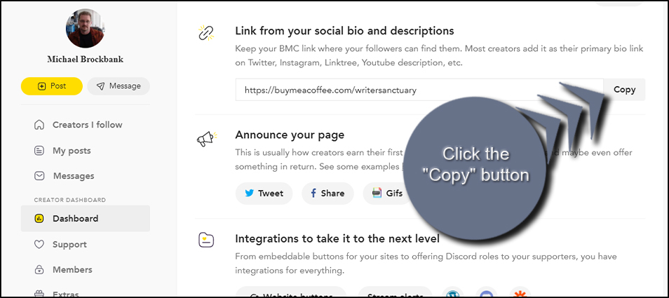 Copy the BMC Page Link