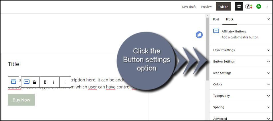 AffiliateX Buttons Settings