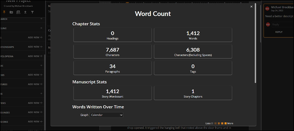 Campfire Writing Word Stats