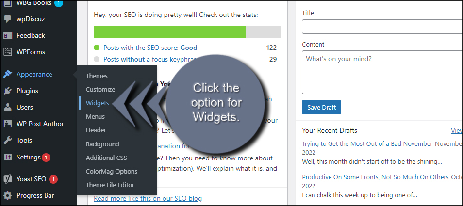 Open WordPress Widgets
