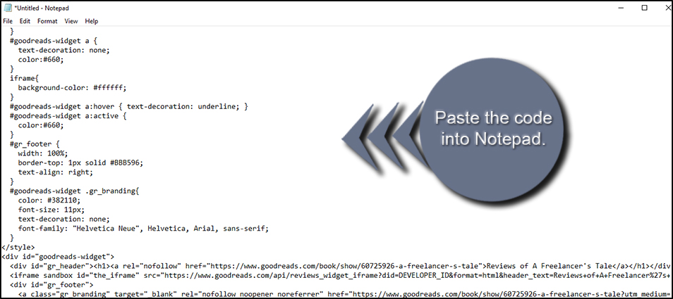 Paste Code into Notepad