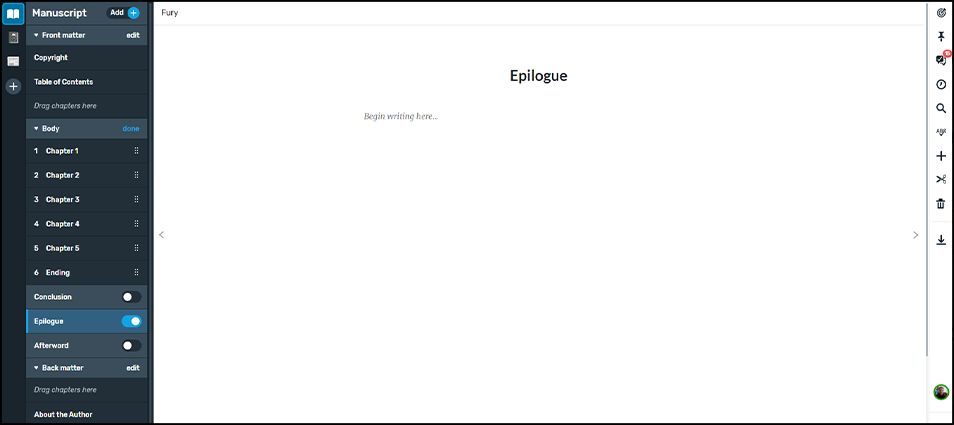 Epilogue Page in Reedsy