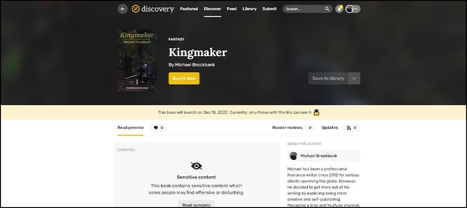 Kingmaker Landing Page Reedsy Discovery